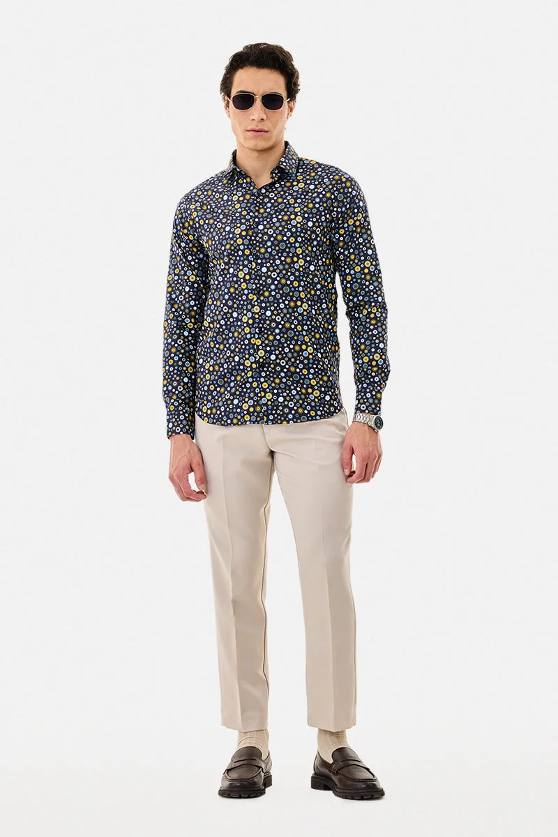 سنيتش 100% Cotton Slim Fit Floral Shirt